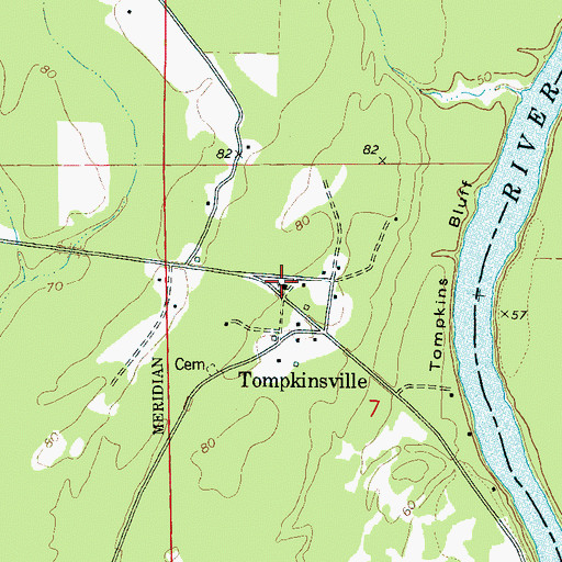 Topographic Map of Thompkinsville African Methodist Episcopal Zion Church, AL