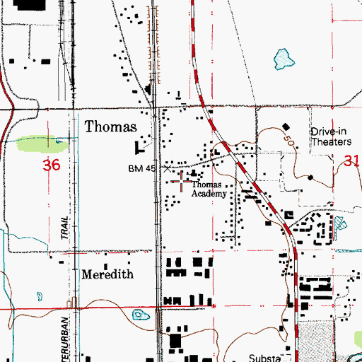 Topographic Map of Thomas School, WA