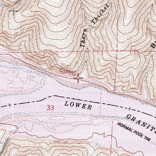 Topographic Map of Thorn Thicket Creek, WA