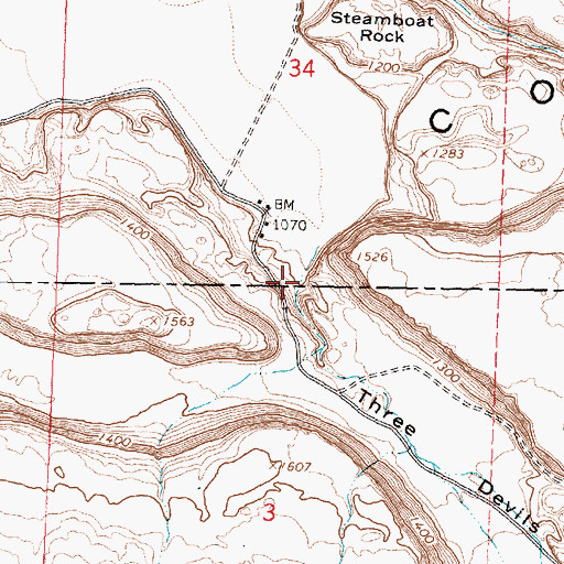 Topographic Map of Three Devils, WA
