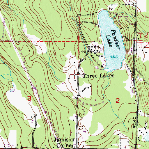 Topographic Map of Three Lakes, WA