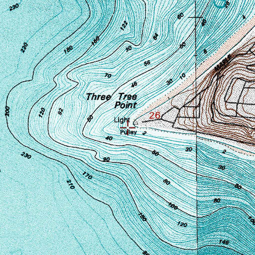 Topographic Map of Three Tree Point, WA