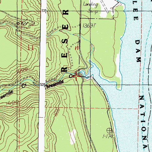 Topographic Map of Threemile Creek, WA