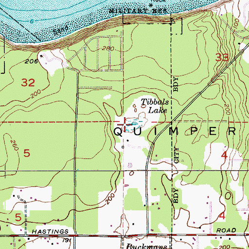 Topographic Map of Tibbals Lake, WA