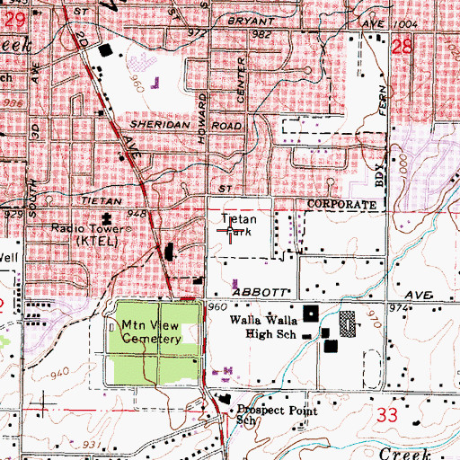Topographic Map of Tietan Park, WA