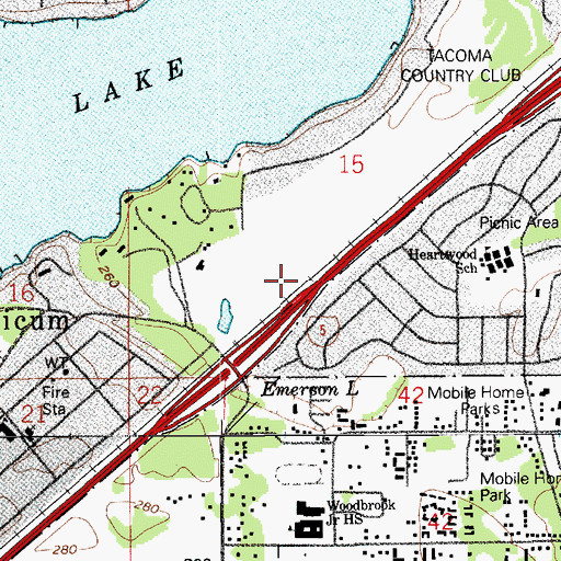 Topographic Map of Tillicum Siding, WA