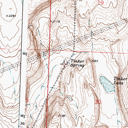 Topographic Map of Tinker Spring, WA