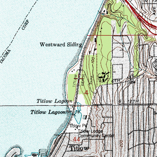 Topographic Map of Titlow Beach Park, WA