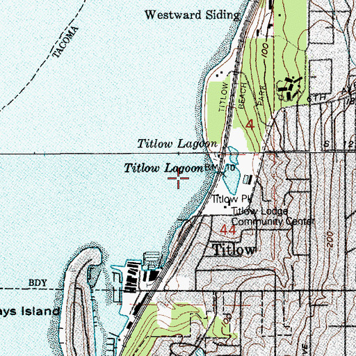 Topographic Map of Titlow Lagoon, WA