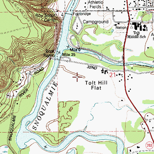 Topographic Map of Tolt Hill Flat, WA