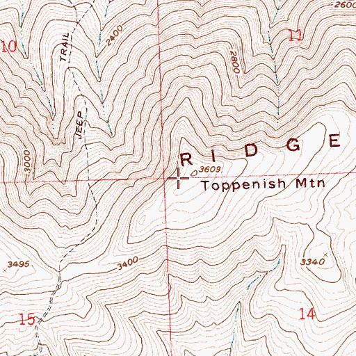 Topographic Map of Toppenish Mountain, WA