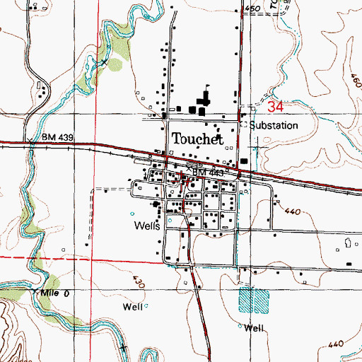 Topographic Map of Touchet, WA