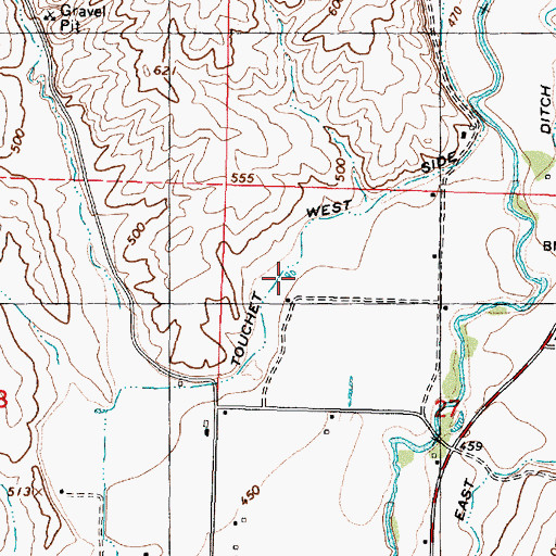 Topographic Map of Touchet West Side Ditch, WA