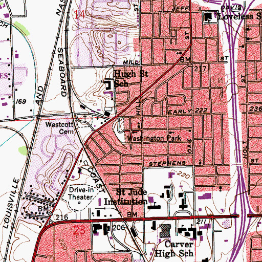 Topographic Map of Frazer African Methodist Episcopal Chapel, AL