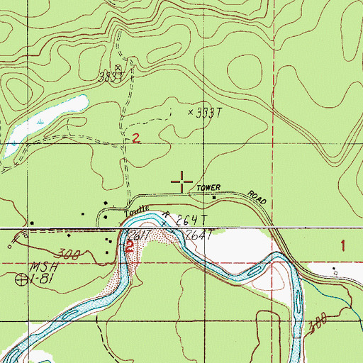 Topographic Map of Tower, WA