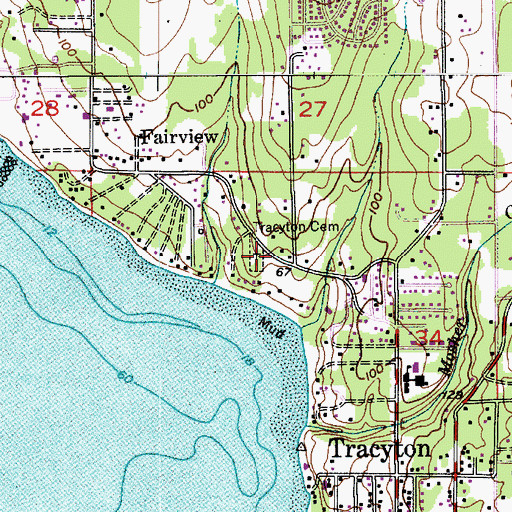 Topographic Map of Tracyton Cemetery, WA