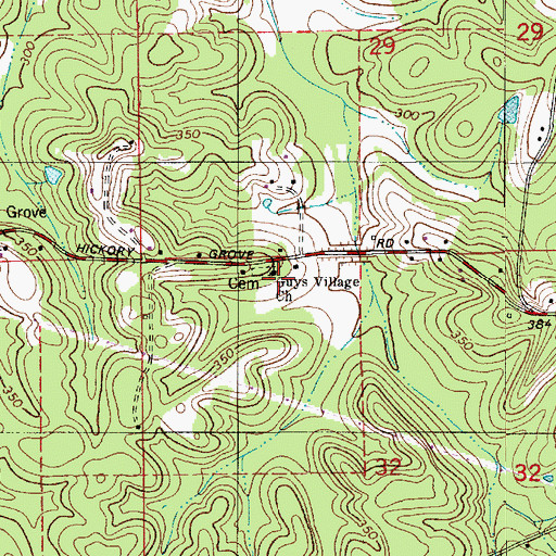 Topographic Map of Guys Village Church, AL