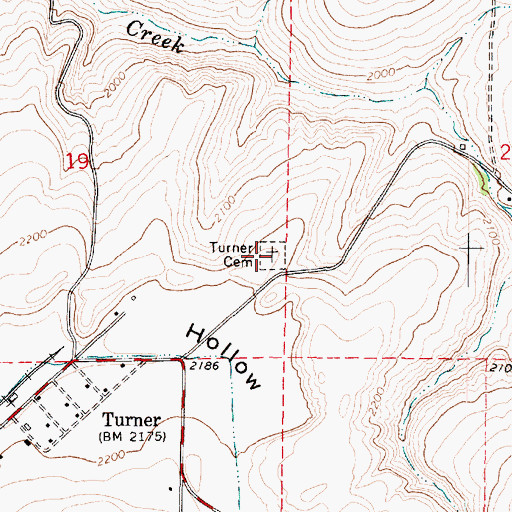 Topographic Map of Turner Cemetery, WA