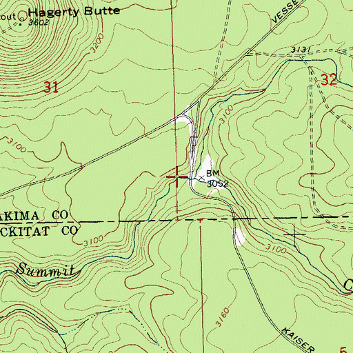 Topographic Map of Twentyfive Mile Creek, WA