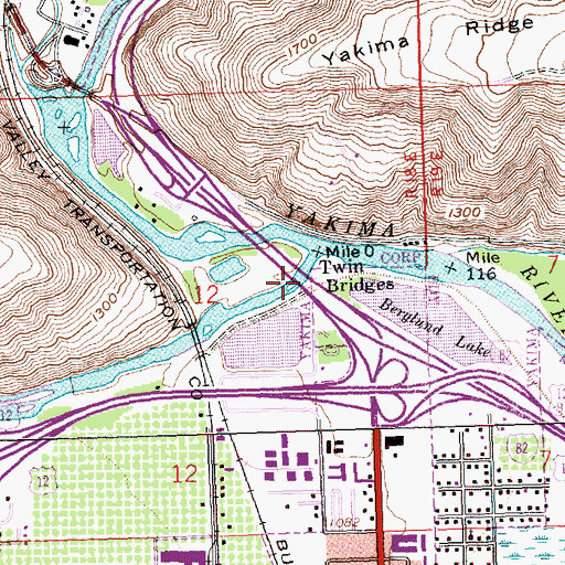 Topographic Map of Twin Bridges, WA