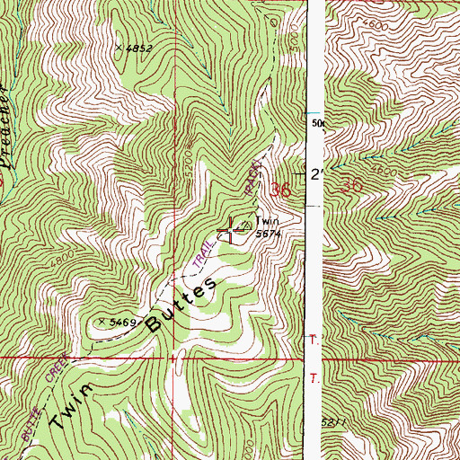 Topographic Map of Twin Buttes, WA