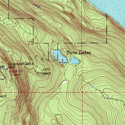 Topographic Map of Twin Lakes, WA