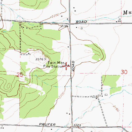 Topographic Map of Twin Mountain Fire Station, WA