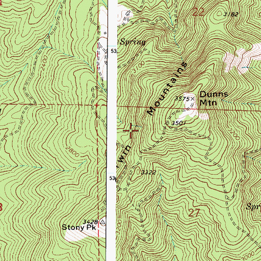 Topographic Map of Twin Mountains, WA