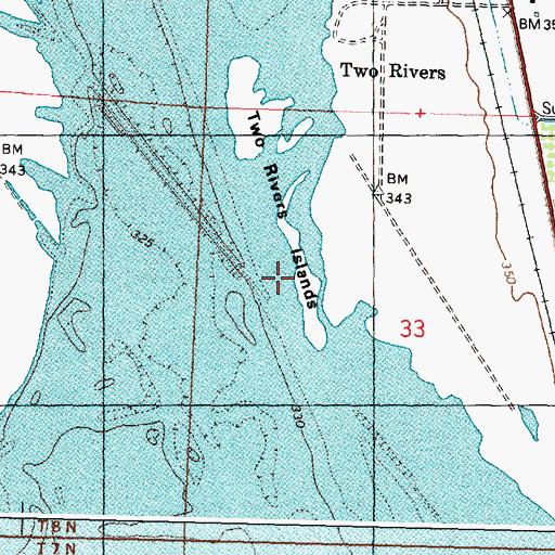 Topographic Map of Two Rivers Islands, WA