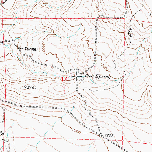 Topographic Map of Two Spring, WA