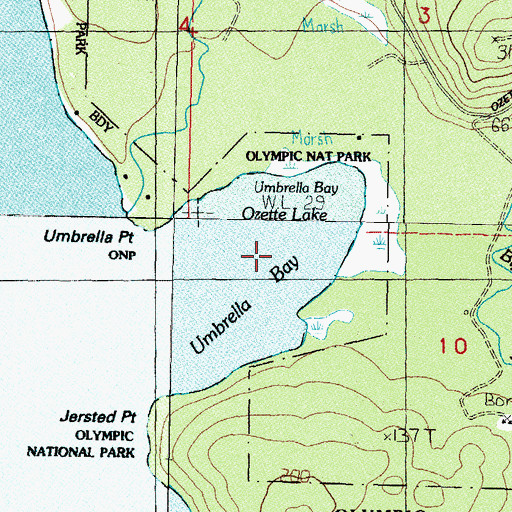 Topographic Map of Umbrella Bay, WA