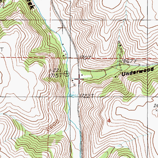 Topographic Map of Underwood Canyon, WA