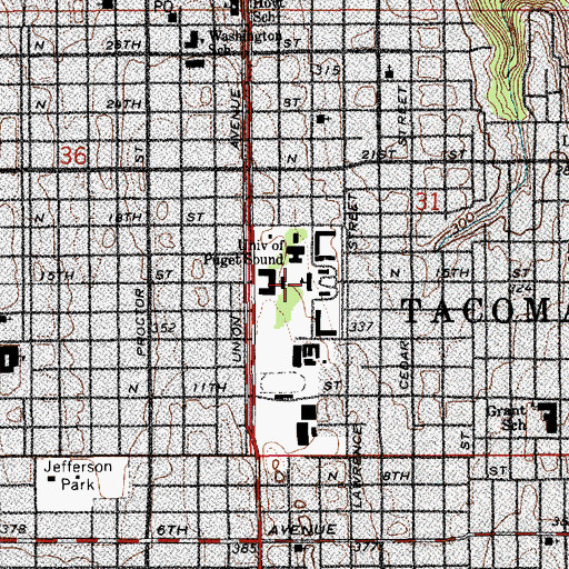 Topographic Map of University of Puget Sound, WA