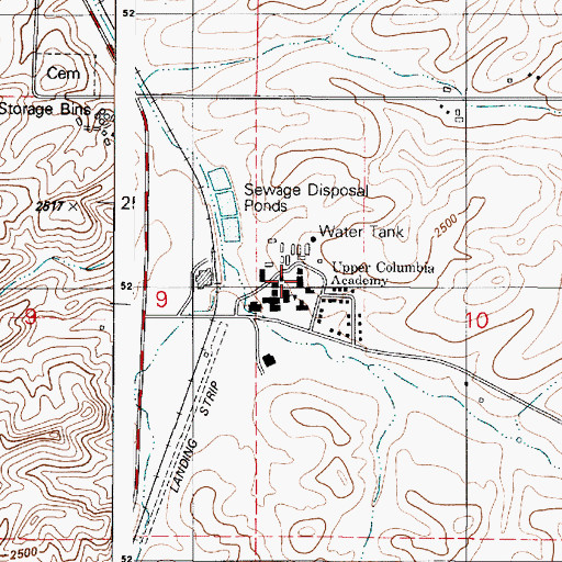 Topographic Map of Upper Columbia Academy, WA