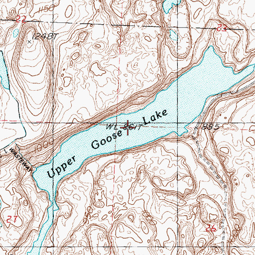 Topographic Map of Upper Goose Lake, WA