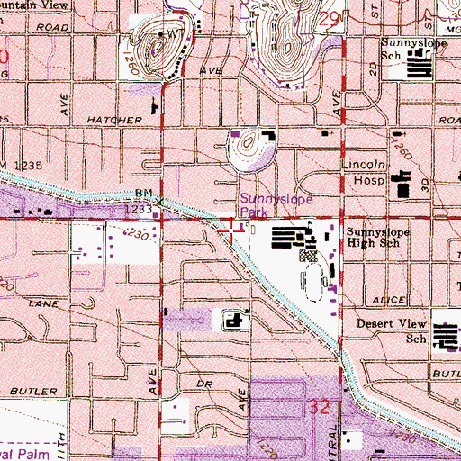 Topographic Map of Sunnyslope Park, AZ