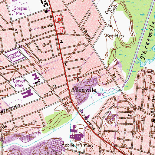 Topographic Map of Ebenezer African Methodist Episcopal Zion Church, AL