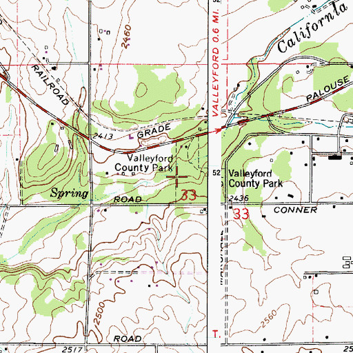 Topographic Map of Valleyford County Park, WA