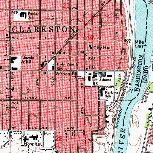 Topographic Map of Vernon Park, WA