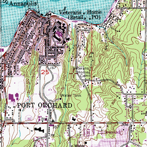 Topographic Map of Veterans Home Cemetery, WA