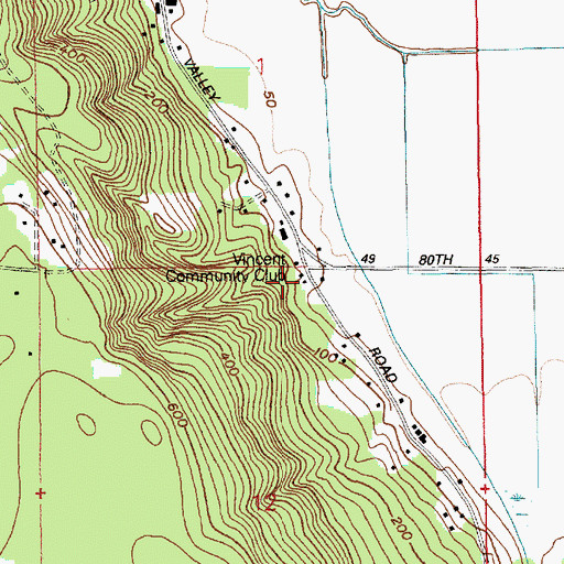 Topographic Map of Vincent Community Club, WA