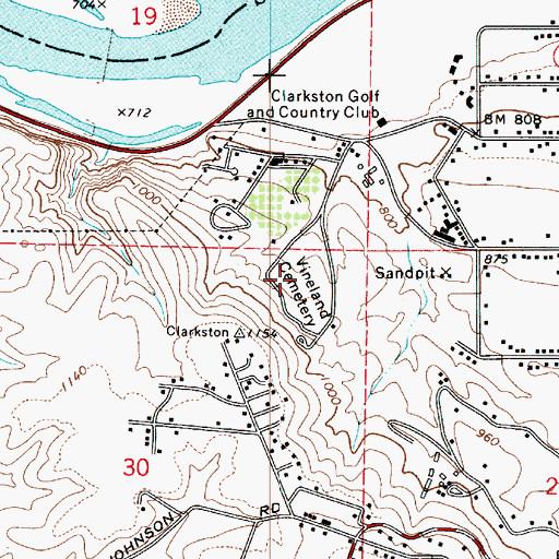 Topographic Map of Vineland Cemetery, WA