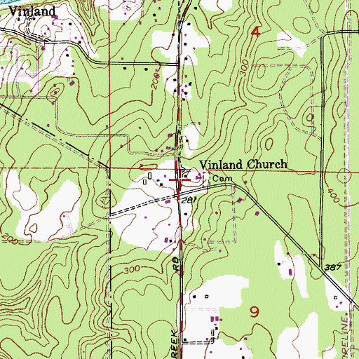 Topographic Map of Vinland Church, WA