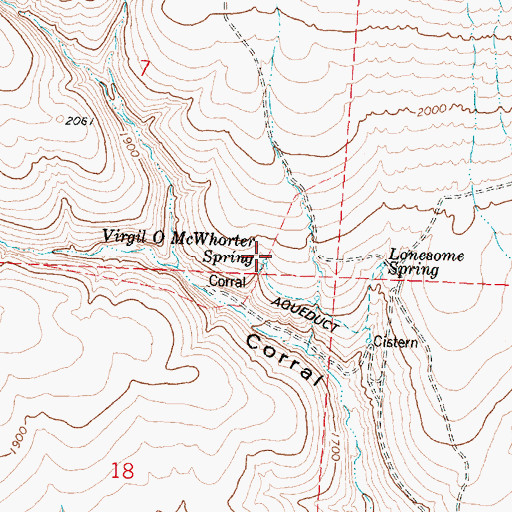 Topographic Map of Virgil O McWhorter Spring, WA
