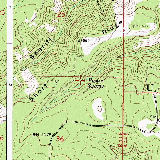 Topographic Map of Vogan Spring, WA