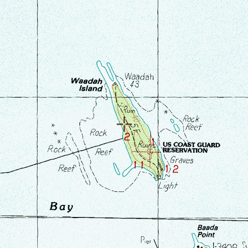 Topographic Map of Waadah Island, WA