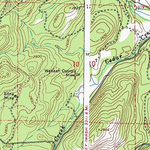 Topographic Map of Wabash Detroit Mine, WA