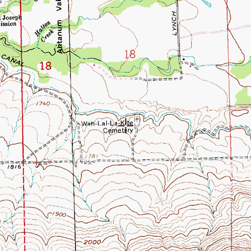 Topographic Map of Wah - Lal - La - Kite Cemetery, WA