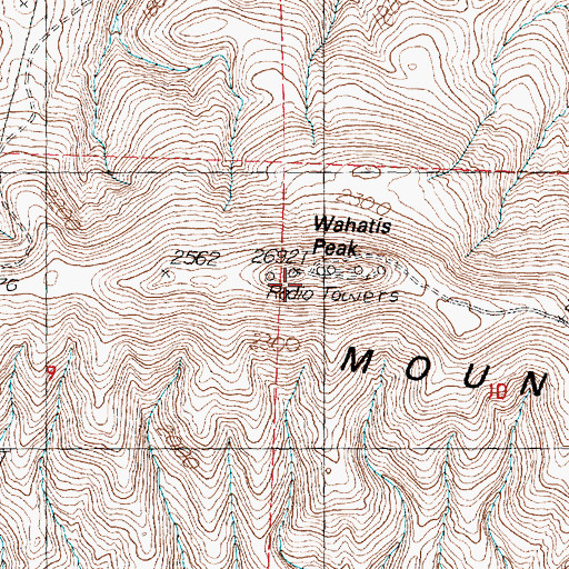 Topographic Map of Wahatis Peak, WA