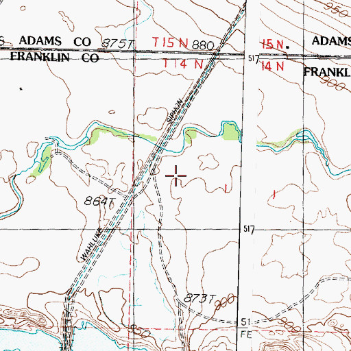 Topographic Map of Wahluke Siphon, WA